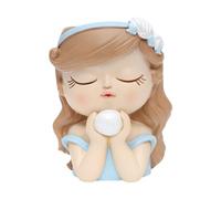 Fzaqwen Pot de Fleurs Visage Vase Sculpture Fille Tête Résine Ornement Élégant avec Style Dessin Animé Convient pour Décoration Maison Chambre, Brun Bleu, 8x8x11cm