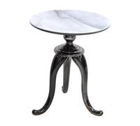 Fzaqwen Table D'appoint Ronde Plateau en Pierre Sinterisée Compact Table D'appoint Base Noire Brillante Robuste BT Canapé pr Angle Lecture, Style A