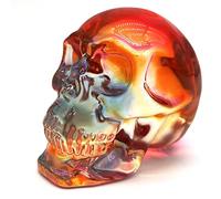 FZBHRO Statue de tête de Mort en Cristal - Figurine en Verre K9, décoration d'halloween, Cadeau en Pierre précieuse pour Femme - Placage Bleu Rouge 7,1 cm