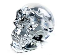 FZBHRO Statues de tête de mort en cristal K9 - Décoration d'Halloween - Cadeau pour femme - Gris - 7,1 cm