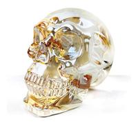 FZBHRO Statuettes de tête de mort en cristal K9 - Décoration d'Halloween - Cadeau pour femme - Plaqué champagne - 7,1 cm