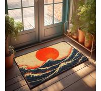 FZFN At Home Decor Tapis de bain antidérapant | Vagues qui font rage sous un coucher de soleil ardent : un imprimé dynamique de paysage marin frais pour la chambre à coucher, antidérapant, absorbant