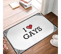 FZFN Décoration de chambre à coucher amusante avec revers en caoutchouc | I Love Gays Shaggy pour absorber (50 x 80 cm)