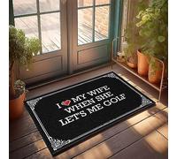 FZFN Ensemble de décoration pour porte de camping-car avec inscription « I Love My Wife When She Let's Me Golf » - Tapis de bain durable à séchage rapide (65 x 90 cm)