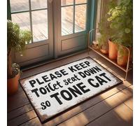 FZFN Garder le siège de toilette vers le bas pour le ton chat - Décorations d'extérieur amusantes pour l'extérieur - Tapis de cuisine durable et antidérapant (65 x 90 cm)