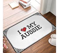 FZFN Grand tapis de couloir lavable pour porte d'extérieur avec inscription « I Love My Aussie » - Décoration de chambre - Imperméable - 40 x 60 cm