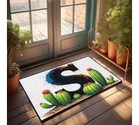 FZFN Grunge Room Decor Tapis de bienvenue esthétique rembourré | Motif éclaboussures Saguaro à picots (40 x 60 cm)