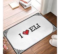 FZFN I Love Eli Tapis absorbant pour porte d'intérieur - Tapis de bain tressé pour décoration de bain - Convient pour les anniversaires et les zones à fort trafic (50 x 80 cm)