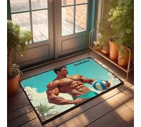 FZFN Joueur de volleyball de plage mus vec logo Kototo Chenille pour salle de bain - Paillasson d'extérieur durable pour cuisine (65 x 90 cm)