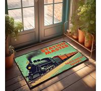 FZFN Mimosa Bar Decor Tapis de bain rembourré | Voyage en locomotive à vapeur : affiche de chemin de fer vintage, porte amusante pour Halloween (65 x 90 cm)