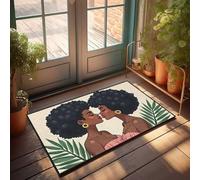 FZFN Paillasson anti-fatigue à bords festonnés résistant à l'eau - Love In Bloom : un baiser sincère au milieu de l'étreinte de la nature super absorbant durable antidérapant pour billard (50 x 80 cm)