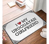FZFN Paillasson carré d'extérieur avec inscription « I Love My Uruguayan Girlfriend » - Décoration pour la cuisine - Antidérapant et lavable - Idéal pour boire et chambre d'enfant - 50 x 80 cm