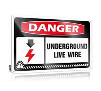 FZFN Panneau mural décoratif d'extérieur Americana - Danger Underground Live Wire Art mural rustique facile à accrocher pour ranch (20 x 30 cm)