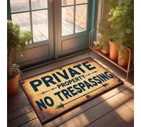 FZFN Rustique Private Property Panneau No Trespassing avec fil de fer barbelé Décoration de piscine | Plastique extérieur rembourré absorbant l'eau (40 x 60 cm)
