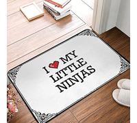 FZFN Tapis à bords festonnés avec inscription « I Love My Little Ninjas » absorbant l'eau, profil bas, anti-moisissure pour le bain de voyage (65 x 90 cm)