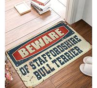 FZFN Tapis Beware Of Staffordshire Bull Terrier, tapis de bain absorbant à séchage rapide, idéal pour les zones à forte circulation diatomée (65 x 90 cm)
