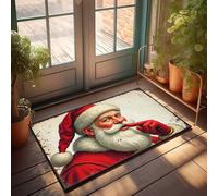 FZFN Tapis de bain amusant en forme de Père Noël en costume rouge avec barbe blanche | Tapis de sol antidérapant en silicone (40 x 60 cm)
