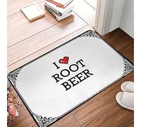 FZFN Tapis de bain amusant pour porte d'extérieur avec inscription « I Love Root Beer » - Décoration de porte de chambre à coucher - Tapis antimicrobien imperméable (40 x 60 cm)