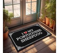 FZFN Tapis de bain antidérapant avec inscription « I Love My Portuguese Sheepdog » - Tapis absorbant pour barre de douche carrée - Convient pour les zones à fort trafic (40 x 60 cm)