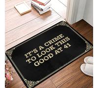 FZFN Tapis de bain carré avec inscription « It's A Crime To Look This Good At 41 » | Décoration de porte d'automne anti-fatigue Tapis antidérapant pour gamer (50 x 80 cm)