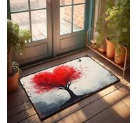 FZFN Tapis de bain carré pour salle de bain Love In Bloom: A Heart Shape Tree's Tale | Tapis d'alcool antidérapant pour la maison, la salle de sport, la baignoire (40 x 60 cm)