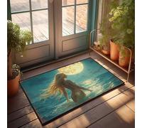 FZFN Tapis de bain de mer sirène au clair de lune résistant aux taches | Porte personnalisée anti-fatigue facile à nettoyer pour les mathématiques très fréquentées (50 x 80 cm)