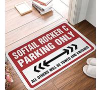 FZFN Tapis de bain décoratif à profil bas - Softail Rocker C Parking uniquement, zone géométrique antidérapante, facile à nettoyer, durable pour lit double (65 x 90 cm)
