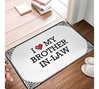 FZFN Tapis de bain en peluche avec inscription « I Love My Brother In-law » | Tapis de bain d'extérieur en mousse à mémoire de forme antidérapant (65 x 90 cm)