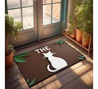 FZFN Tapis de bain extérieur pour moto - Motif logo du café du chat - Lavable et résistant aux taches (65 x 90 cm)