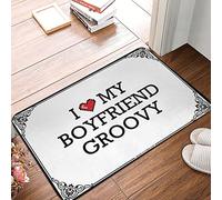 FZFN Tapis de bain « I Love My Boyfriend » Groovy - Mignon pour chambre à coucher, extérieur, piscine, tapis de bain anti-moisissure, parfait pour le sport et une utilisation en intérieur (40 x 60 cm)