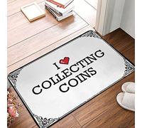 FZFN Tapis de bain lavable pour décoration de terrasse - Inscription « I Love Collecting Coins » - Antidérapant - Intérieur ou extérieur - 40 x 60 cm