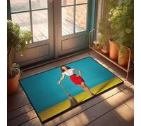 FZFN Tapis de bain pour chambre à coucher Profil bas - Une femme dans une jupe rouge tenant un balai. Envers en caoutchouc, texte amusant, facile à nettoyer, durable pour les essentiels (40 x 60 cm)