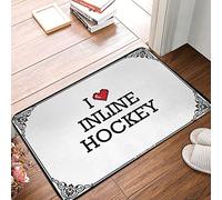 FZFN Tapis de bain uni avec inscription « I Love Inline Hockey » - Décoration de bar vintage - Tapis de bain anti-moisissure, parfait pour la maison, le bureau, la chambre d'enfant (50 x 80 cm)