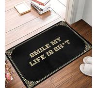 FZFN Tapis de couloir d'extérieur en plastique antidérapant avec inscription Smile My Life Is Sh*t | Man Cave Decor Bathtub (40 x 60 cm)
