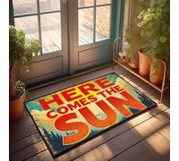 FZFN Tapis de couloir lavable Here Comes The Sun. - Tapis doux et pelucheux pour chambre à coucher, décoration de chambre rétro, terrasse, extérieur - Tapis imperméable pour chambre à coucher étroite