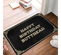 FZFN Tapis de couloir lavable imperméable pour patio extérieur Motif tête de cul-de-pied Happy Birthday - Bords festonnés - 40 x 60 cm