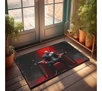 FZFN Tapis de couloir lavable « Welcome Classroom » - Guerrier noir assis sur le trône rouge avec épées - Absorbant l'eau - Profil bas - Antidérapant - Pour maman (40 x 60 cm)