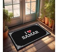 FZFN Tapis de couloir pour porche extérieur à profil bas - I Love Samar Bath Mousse à mémoire de forme Zone moderne Facile à nettoyer Durable pour la science (50 x 80 cm)