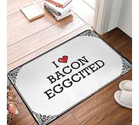 FZFN Tapis de cuisine I Love Bacon Eggcited - Tapis de cuisine lavable en caoutchouc, parfait pour une utilisation en intérieur superposé (40 x 60 cm)