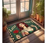 FZFN Tapis de cuisine Last Call Pin-up Girl avec rose rouge, absorbant, tapis de sol, idéal pour les adultes dans les zones à fort trafic (65 x 90 cm)