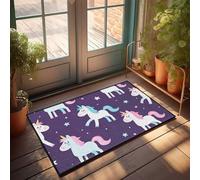 FZFN Tapis de cuisine motif licornes magiques dans le ciel étoilé | Humoristique et imperméable absorbant l'eau (65 x 90 cm)
