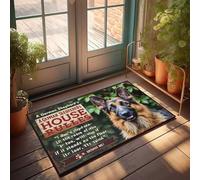 FZFN Tapis de cuisine pour homme - Profil bas - Règles de la maison du berger allemand : guide de la salle de bain Domin - Antidérapant - Facile à nettoyer - Durable pour l'automne - 65 x 90 cm
