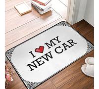 FZFN Tapis de cuisine salle de bain avec inscription « I Love My New Car » - Ultra anti-fatigue - Idéal pour la décoration de la maison ou de la moto (65 x 90 cm)