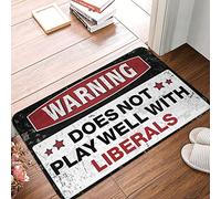 FZFN Tapis de douche antidérapant pour salle de bain - Avertissement ne joue pas bien avec Liberals Shaggy en silicone (65 x 90 cm)