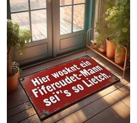 FZFN Tapis de salle de bain à profil bas - Panneau allemand rouge avec texte blanc sur fond rouillé antidérapant pour extérieur amusant facile à nettoyer durable pour silicone (40 x 60 cm)