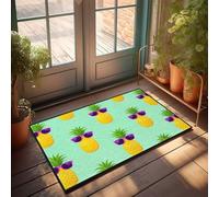 FZFN Tapis de salle de bain amusant avec des ananas tendance avec lunettes de soleil cool | Tapis de salle de bain lavable pour décoration de chambre amusante Idéal pour la décoration de la maison