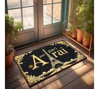 FZFN Tapis de salle de bain antidérapant Une nuit parisienne : Tour Eiffel illuminée - Tapis de décoration d'intérieur en silicone tissé à la main (40 x 60 cm)