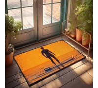 FZFN Tapis de salle de bain décoratif durable | Surfer dans le coucher du soleil : un voyage solo sur la lame chenille salle de bain antidérapant pour l'entrée de la maison (65 x 90 cm)