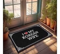 FZFN Tapis de salle de bain en mousse à mémoire de forme pour grande porte extérieure « I Love My Korean Wife » - Décoration de chambre indépendante - Parfait pour la maison, le bureau, la crèche (50