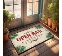 FZFN Tapis de salle de bain grand format pour porte extérieure Open Bar To Good Times: A Tropical Celebration | Welcome-ish Panneau de porte d'entrée anti-fatigue Tapis d'eau antidérapant (65 x 90 cm)